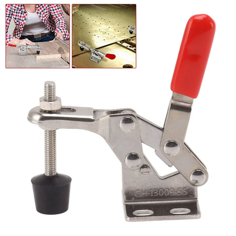 Adjustable Toggle Clamp Latch In Stainless Steel Push Pull Tool for home decor and mechanical projects with red handle
