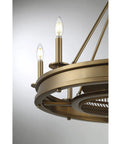Lyon Traditional Ceiling Fan with Light Remote Control 8 Light Candle Fandelier 30 Inch Width Warm Brass close-up view of light bulbs.