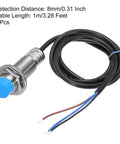 Inductive Proximity Sensor Switch With 8mm Detection Distance NO Normally Open NPN Output DC 6 to 36V 3.3ft Lead 5 Pack, metal body