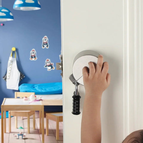 Child reaching for Door Handle Lock Device For Privacy Lock And Security Stops Knob Turning And Keyhole Access Ideal For Rentals Bedrooms Airbnbs
