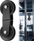Dual Swivel Pulleys With 360 Degree Rotation For Home Gym Cable Machines, Double Nylon Roller Wheel, Silent Bearing Swivel Groove, Pull Down Attachment, Built To Last Heavy Duty Pulley System For Weight Lifting, black 90 mm dual-wheel steel pulley