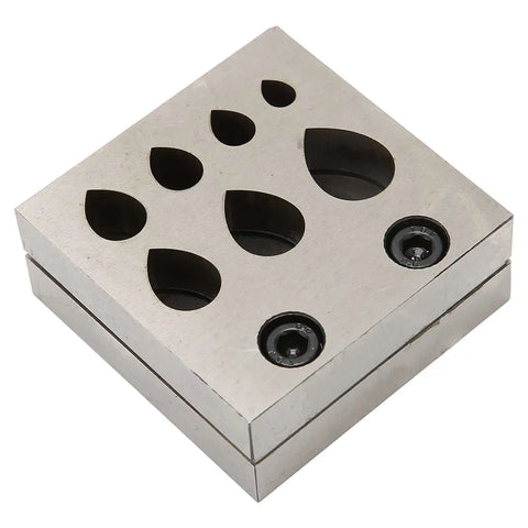 Drop Shaped Disc Cutter Set Pro Grade 45 Steel Jewelry Making Tools with flat bottom for precise hole punching and metal forming.