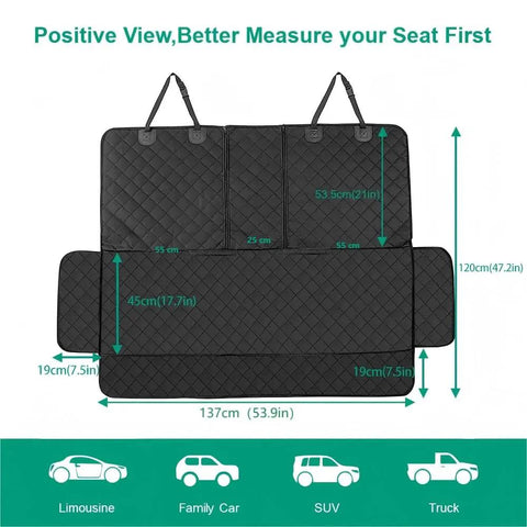 Backseat Dog Car Seat Cover Non Slip Waterproof Pet Hair Protector For SUV Van Auto Universal Fit Durable Rear Seat Protector with dimensions