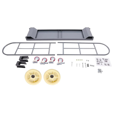 Beast Of A Heavy Duty Platform Cart Built For 2000 Lb Load, U Boat Style Steel Dolly With 6 Wheel Smooth Mobility, 64.6 X 15.7 X 51.2 Inch Deck, Rugged Q235 Steel Construction, Warehouse Workhorse For Bulk Boxes And Equipment. Parts kit with steel deck, frame, wheels, hardware