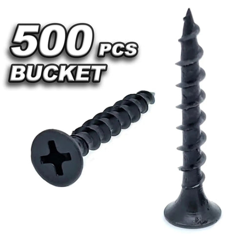 Contractor Grade Size 6 X 1-5/8 Drywall Screws 500 Pack coarse thread fasteners sharp point black phosphate finish