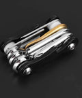 8 In 1 Scuba Diving Multi Tool With Folding Design Stainless Steel Dive Repair Kit, compact and portable on black background