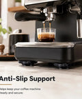 Zero Grunt Work Appliance Sliders With 8 Heavy Duty Self Adhesive Casters And 16 Extra Pads For Super Smooth 360 Degree Swivel Movement Of Coffee Makers, featuring coffee maker on a stable surface.
