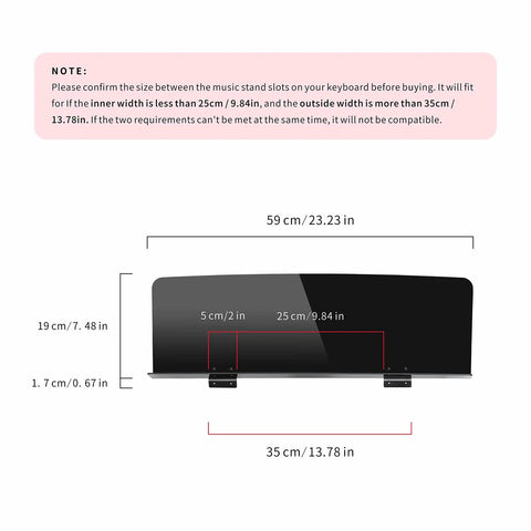 Music Book Stand For Keyboard And Digital Piano, Lightweight ABS Sheet Music Holder Dimensions, 59cm Wide, Curved Design