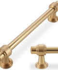 5 Inch Center-To-Center Champagne Bronze Cabinet Pulls, 6.2 Inch Length, 1.41 Inch Projection, Zinc Alloy Gold Hardware, close-up view