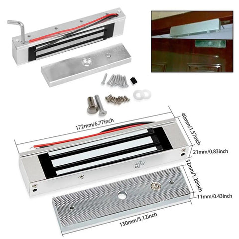 WiFi Tuya Access Control Magnetic Door Lock Kit with remote, app control; 180 kg and 350 lbs capacity, dimensions shown