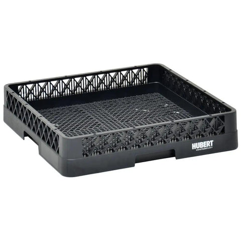 Heavy Duty Black Plastic Flatware Dishwashing Rack With Slick Mesh Bottom And Open Frame For Fast Airflow In Commercial Kitchens