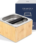 Espresso Knock Box With Quiet Knock Bar And Non Slip Base Built From Bamboo For Durable Coffee Grounds Cleanup, Dishwasher Safe