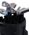 14 Pack Golf Bag Tubes With Two Inner Diameters 1.5 Inch And 1.25 Inch For Club Protection And Easy Organizing With Separators Keeps Your Golf Clubs Neat In A 34 Inch Bag, showing golf clubs in black tubes.