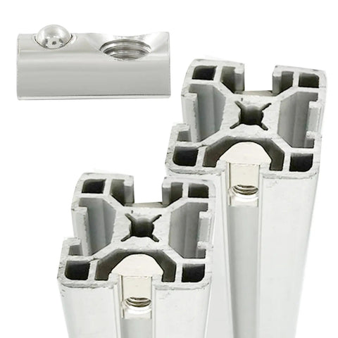 Roll On M8 Half Round Sliding T Nuts For 4040 Extrusion Frames 12 Piece Set showing metal fasteners and 4040 aluminum profiles.