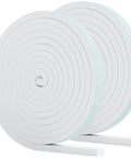 Tough As Nails Weather Stripping Tape For Doors And Windows High Density Foam Insulation Seal in two rolls, white color.