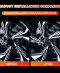 Before and after installation of American Flag Wheel Center Caps 4 Pack For Cars 56mm Hub Caps Covers Waterproof And Rustproof Aluminum
