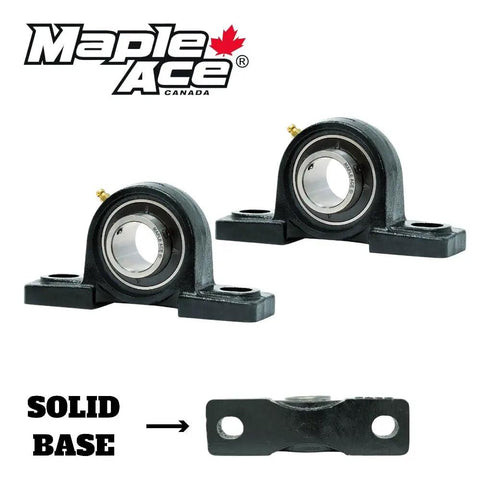 Beefy Heavy Duty Pillow Block Bearing With 1-5/8 Inch Bore Two Bolt Self Aligning Solid Base For Hardcore Industrial Replacement Pack Of 2 Designed For Extreme Climate Low Noise Vibration Free Long Life High Performance, cast iron housing with grease fitting
