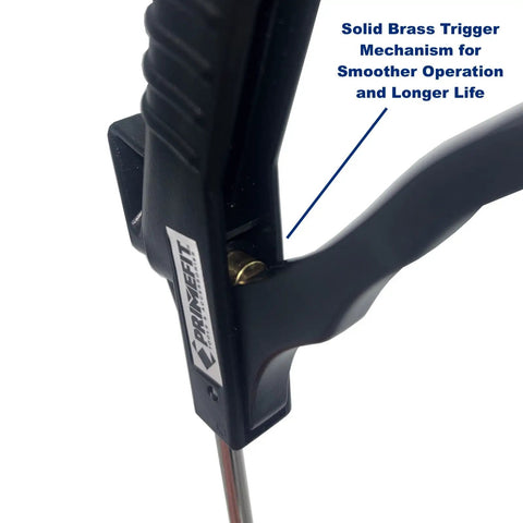 Close-up of solid brass trigger mechanism on Four Pack Pistol Grip Air Blow Gun With Lightweight Non Slip Composite Handle BG1002.