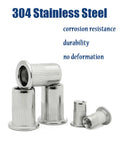 304 stainless steel rivet nuts showing corrosion resistance and durability from Stainless Steel Rivet Nut Assortment Kit With 505 Pieces