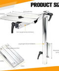 No Sweat Height Adjustable Table Legs Featuring 360 Degree Swiveling Aluminum Base with size details and mounting specifications.