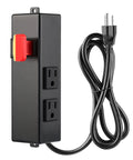 Heavy Duty Keylock Router Table Switch With Dual Power Outlets No Sweat Install For Any Professional Woodshop 125V 15Amp, featuring a red power button and dual outlets.