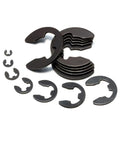 Assorted black carbon steel E clips from External Retaining Ring Kit 215/225/320 Pcs E Clip Circlip Washer Set for shafts