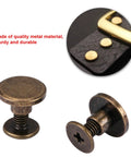 Premium Flat Head Brass Rivets And Copper Hardware Screws 20 Piece 5Mm Set for heavy-duty leather crafting, showing sturdy metal fasteners.
