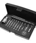 Pro Grade Damaged Torx Screw Extractor Set 11 Piece with One Quarter Inch Shank displayed in black case