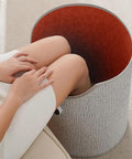 Person using Cozy Under Desk Leg Warmer for Office Use, Portable Foot Warmer and Blanket Heater Under Desk, Heated Floor Mat for Cold Offices