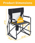 Folding Rocking Chair For Adults With Breathable Mesh Back Detachable Waterproof Armrests And Cup Holder Portable Outdoor Camping And Lawn Seat Black Comfy Rocker showing dimensions and weight capacity of 400lbs