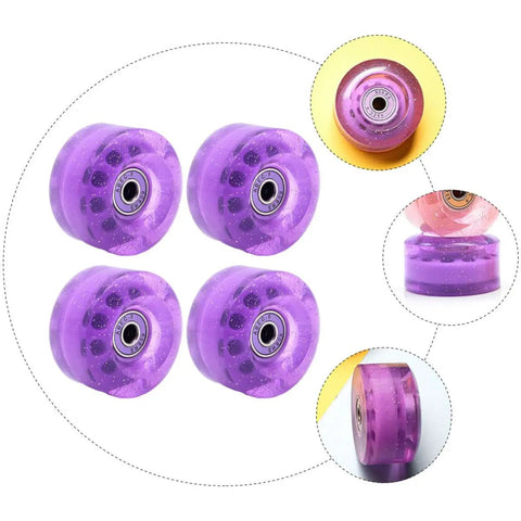 Image showing 4 Pack Purple Dope Roller Skate Wheels 82A High Elastic PU For Outdoor Quad Skates Replacement Parts Non Light Up Decorative Wheel Set.