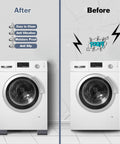 Comparison of washing machines showing effects of Anti Vibration Pads For Washing Machines And Dryers, Non Slip Foot Pads