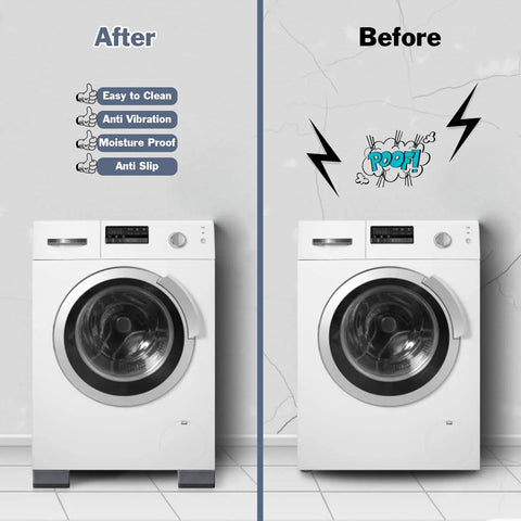Comparison of washing machines showing effects of Anti Vibration Pads For Washing Machines And Dryers, Non Slip Foot Pads
