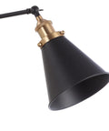 Industrial Style LED Wall Sconce With Adjustable Swing Arm Black And Brass Gold Metal Shade Bedside Reading Light