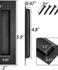 Four Pack 6 Inch Recessed Pocket Door Handles Flush Pulls For Sliding Barn Doors Pocket Doors Closets Cabinets And Drawers Matte Black Stainless Steel Hardware Space Saving Snag Free dimensions and screws