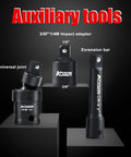 1/4 Inch Drive Impact Socket Set, 54-Piece, 6-Point Sockets For SAE And Metric with extension bars and socket adapter