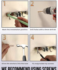 Installation process of Mop And Broom Holder Wall Mount With Easy Install Upgraded Design Stainless Steel Broom Organizer.