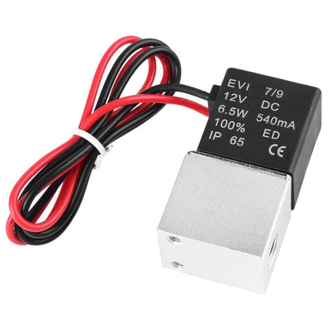 2 Way Normally Closed DC 12V Solenoid Valve for Air Gas Water and Liquid, 1/4 In NPT, Aluminum Anodized Body, 115 PSI Max