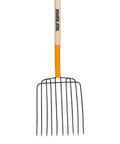 Heavy-Duty 10-Tine Bedding Fork With 48-Inch Hardwood Handle And Cushioned End Grip, Tempered Round Steel Tines For Longevity