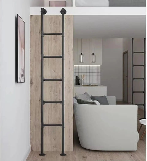 Heavy Duty Iron Bow Bed Ladder With Wide Round Tube Treads Black Wrought Iron Built Tough For Loft And Basement Access Perfect For