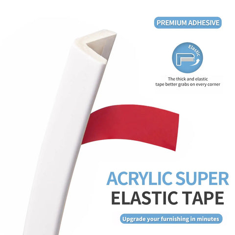 20 Ft Peel And Stick Vinyl Corner Trim For Exterior Tile Walls And Furniture Decor White, Slick PVC Edging, Weatherproof