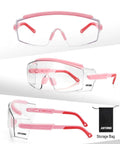 Over Eyeglasses Safety Glasses With ANSI Z87.1 Certification Clear UV380 Anti Fog Wraparound Lenses Adjustable Temples