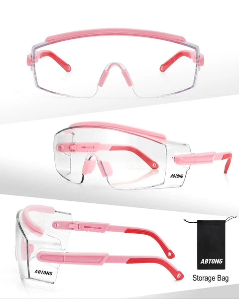 Over Eyeglasses Safety Glasses With ANSI Z87.1 Certification Clear UV380 Anti Fog Wraparound Lenses Adjustable Temples