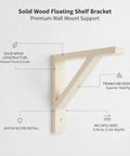 Solid Wood Triangular Wall Mount Bracket For Floating Shelves Heavy Duty Support For Home Storage Holds Books Plants And Decor