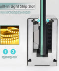 Heavy Duty Aluminum Glass Railing Spigot Kit showing built-in light strip slot for safety with 10 to 17 mm glass panels.