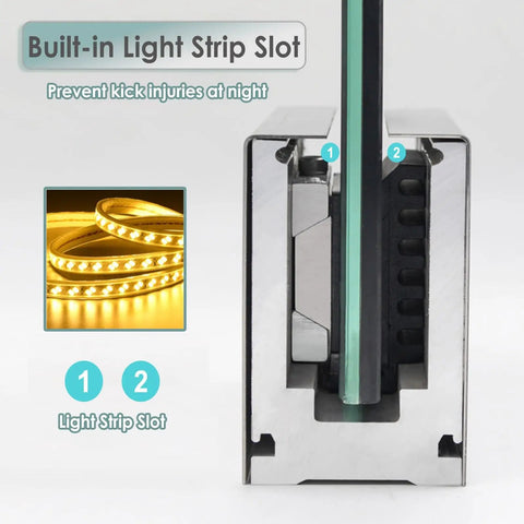 Rock Solid Heavy Duty Aluminum Glass Spigot Clamps For Pool Fencing And Deck Guardrails Silver Finish with built-in light strip slot