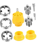 Heavy Duty Pvc Pipe Threader Kit For Electric Drill Quick Connect Die Set with yellow and silver parts for efficient plumbing.