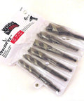 Brad Point Wood Drill Bit Set For Ultra Smooth Holes, Six Piece Inch Range From One Half To One And A Quarter in packaging