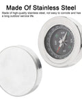 Mini Stainless Steel Compass For Camping And Hiking, Portable Survival Navigation Tool with silver casing shown close-up