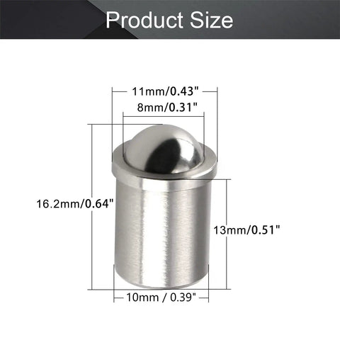 Badass Stainless Steel Ball Catch Latch Pair For Closet Doors And Cabinet Drawers Hella Rugged Spring Plunger with size dimensions.